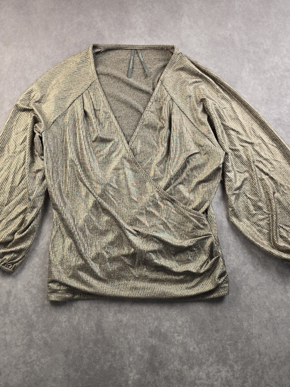 b. Anthropologie Women’s M Metallic Bronze Gold Wrap Blouse